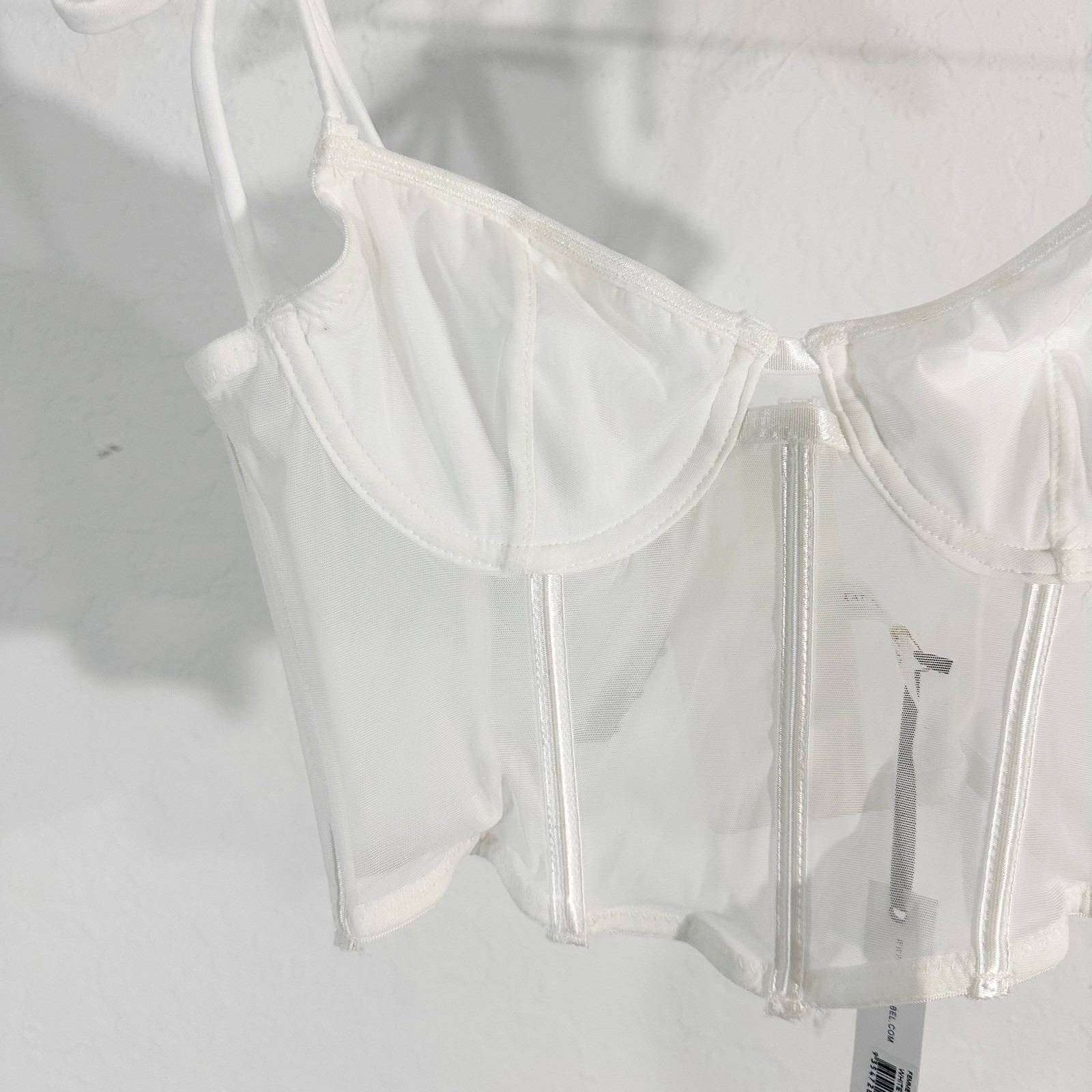 Kat The Label Femme Bustier Bone Bodice Mesh Crop Top White Extra Small Corset — image 2 of 5